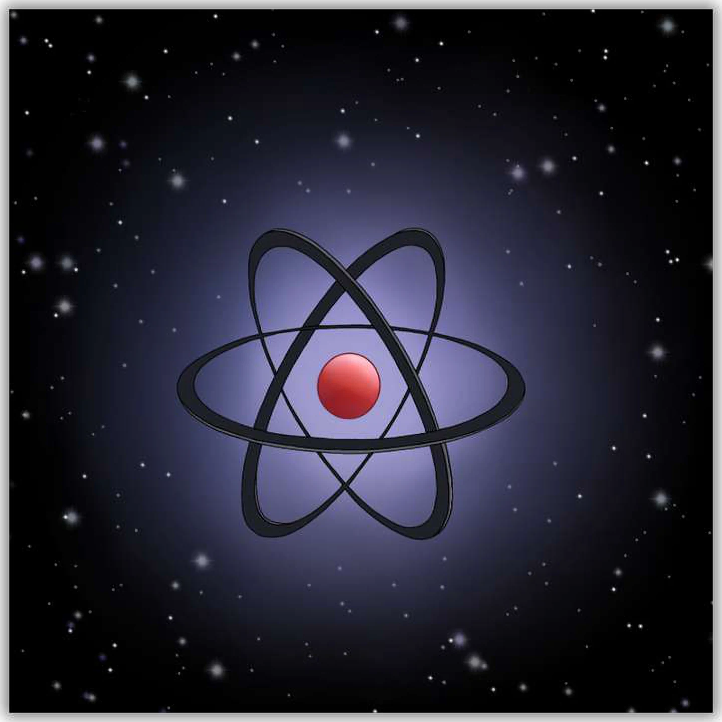 Atom logo drawn by hand in Procreate